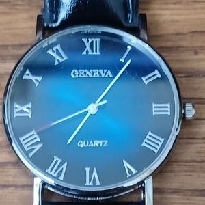 Men's blue and silver watch